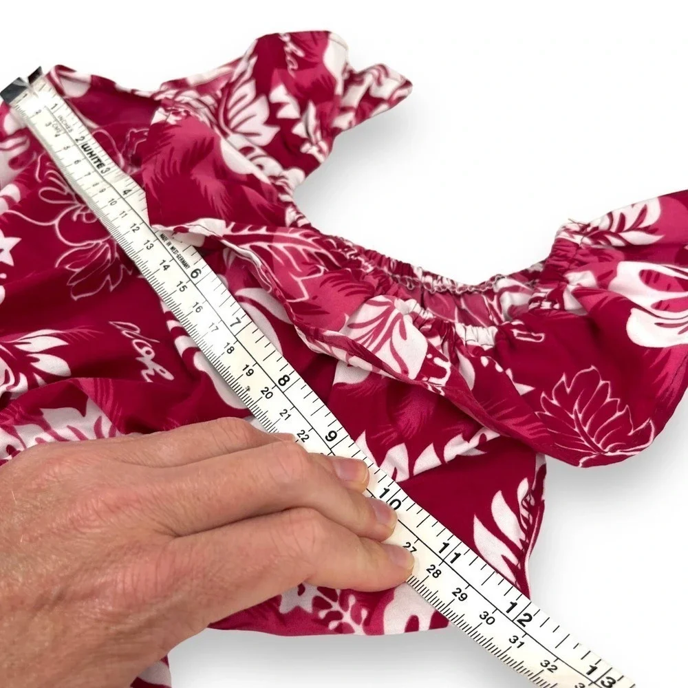 Ali'i Fashions Hawaii Dress Kids Girls 6 Magenta Pink Hawaiian Floral Ruffle - Picture 7 of 10